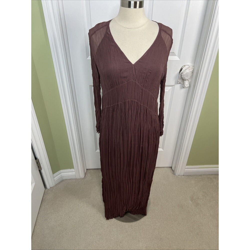 VTG J Jill Crinkle Silk Maxi Slip Dress Crepe Layered Fairy M Whimsical 2 PC